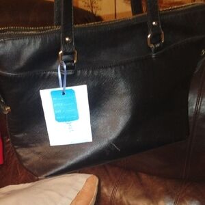 Black Leather Tote Bag